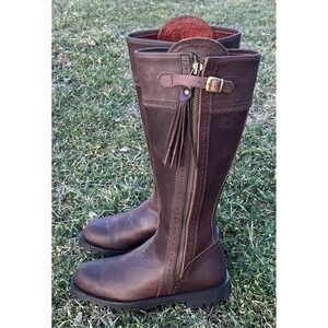 Valverde Tall Riding Boots Brown Leather EU 38 US 7 Equestrian Spain Zip Women